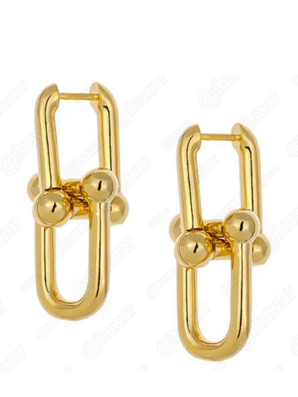 14K Gold Plated Hardware U Link Earrings